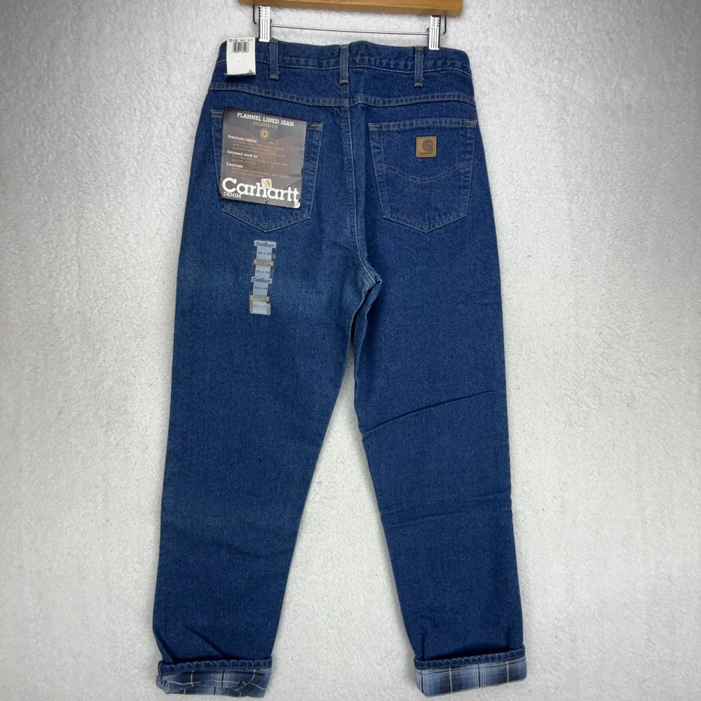 Carhartt Relaxed Fit Flannel Lined Denim Jeans Mens B21 DST 33x36 NWT NOS